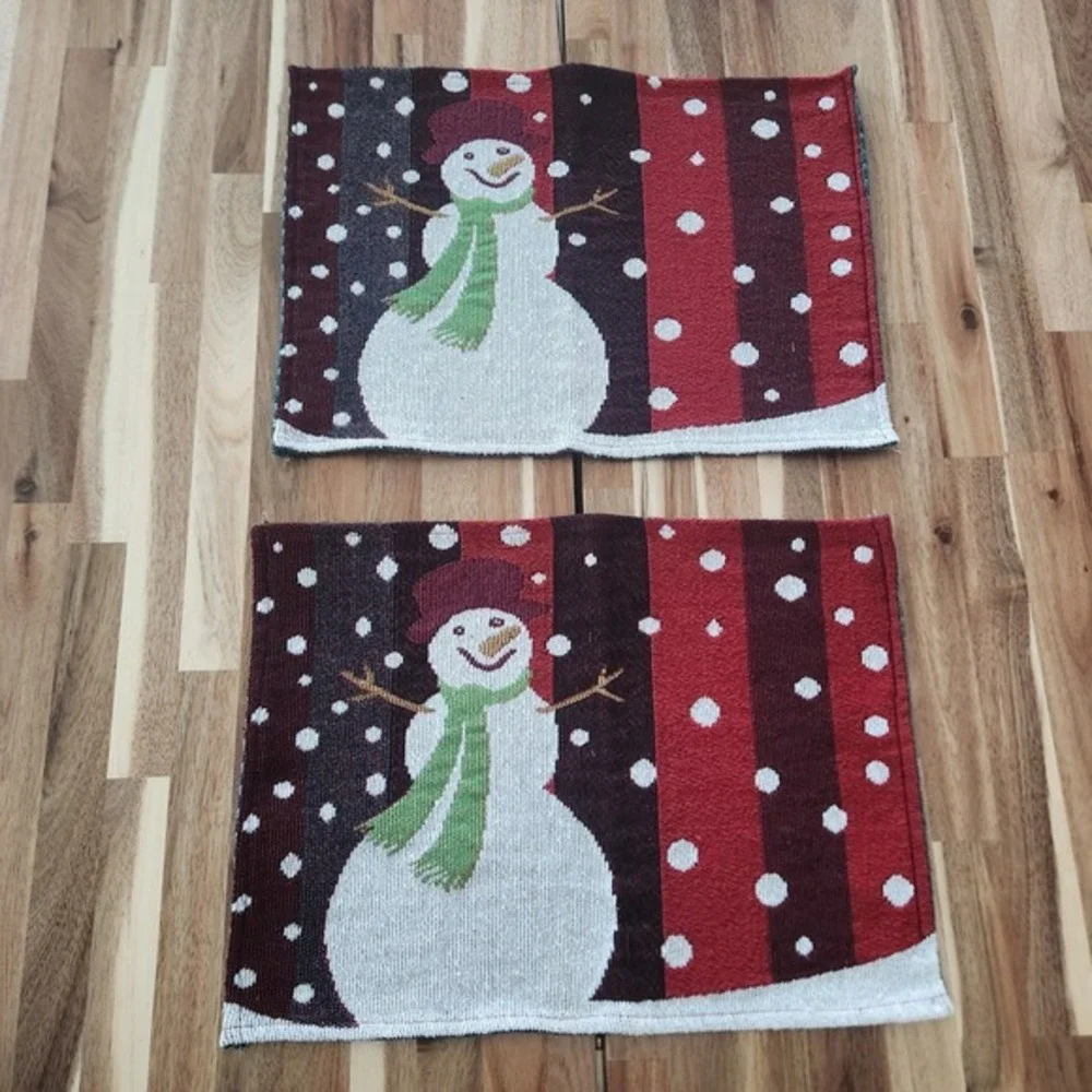 Vintage Snowman Christmas‎ Tapestry Placemats Set of 2 Holiday Decor 17x12